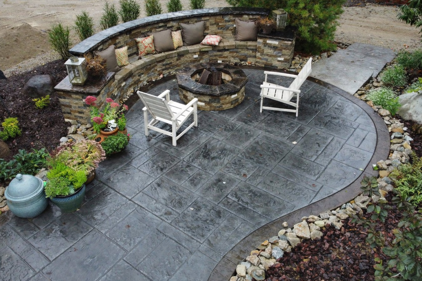 Concrete patio construction in Lowell, MA